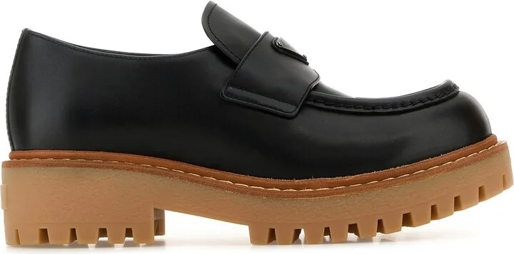 Black leather loafers