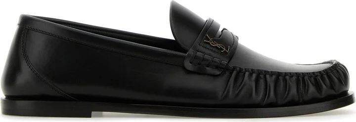 Black leather loafers