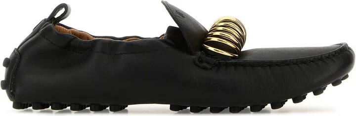 Black leather loafers