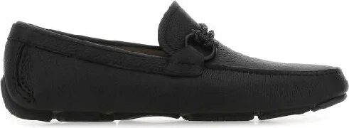 Black leather loafers