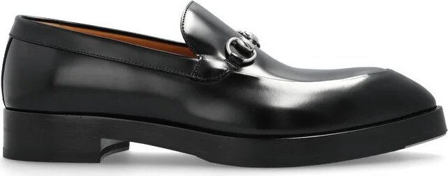 Black leather loafers