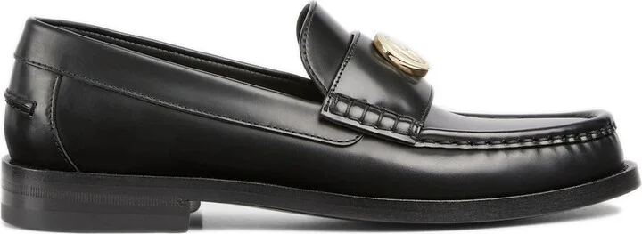 Black leather loafers
