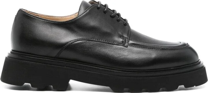 Black Leather Loafers With Durable Rubber Sole