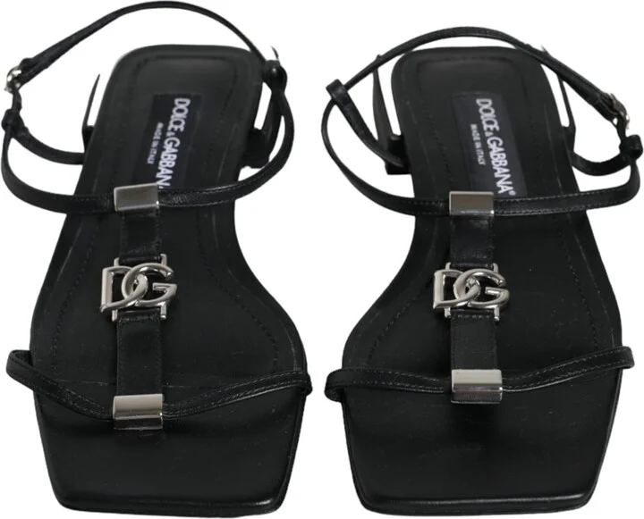 Black Leather Logo Ankle Strap Keira Sandals Women's Shoes (Pre-Owned) - Image 2