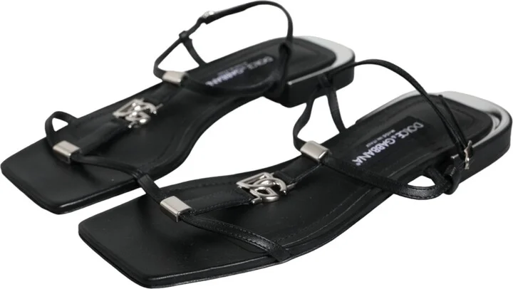 Black Leather Logo Ankle Strap Keira Sandals Women's Shoes (Pre-Owned) - Image 3