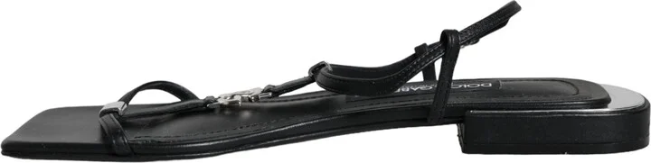 Black Leather Logo Ankle Strap Keira Sandals Women's Shoes (Pre-Owned) - Image 4