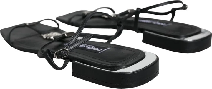 Black Leather Logo Ankle Strap Keira Sandals Women's Shoes (Pre-Owned) - Image 5