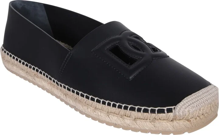 Black Leather Logo Espadrilles - Image 2