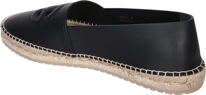 Black Leather Logo Espadrilles - Image 3