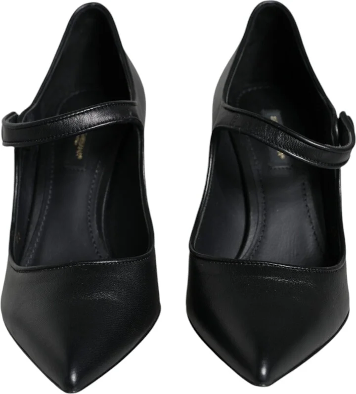 Black Leather Logo Heels Mary Janes Pumps Women's Shoes (Pre-Owned) - Image 2
