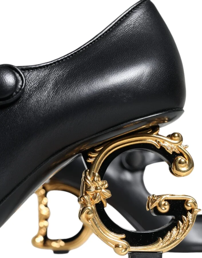 Black Leather Logo Heels Mary Janes Pumps Women's Shoes (Pre-Owned) - Image 5