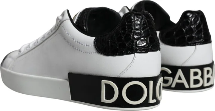 Black Leather Logo Portofino Sneaker Men's Shoes (Pre-Owned) - Image 4