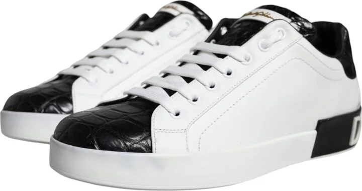 Black Leather Logo Portofino Sneaker Men's Shoes (Pre-Owned) - Image 3