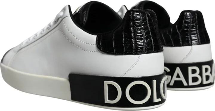 Black Leather Logo Portofino Sneaker Men's Shoes (Pre-Owned) - Image 4