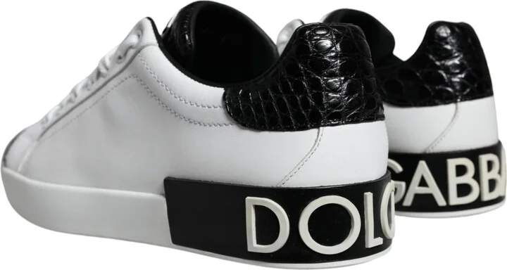 Black Leather Logo Portofino Sneaker Men's Shoes (Pre-Owned) - Image 4