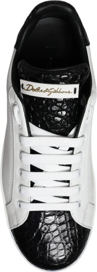 Black Leather Logo Portofino Sneaker Men's Shoes (Pre-Owned) - Image 6