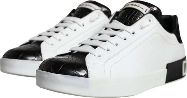 Black Leather Logo Portofino Sneaker Men's Shoes (Pre-Owned) - Image 3