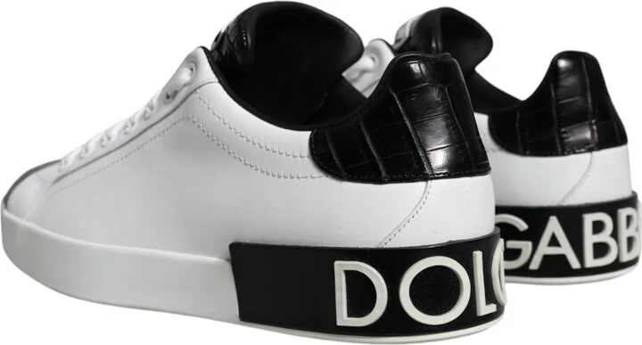 Black Leather Logo Portofino Sneaker Men's Shoes (Pre-Owned) - Image 4