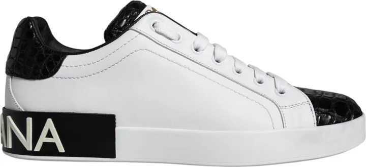 Black Leather Logo Portofino Sneaker Men's Shoes (Pre-Owned)