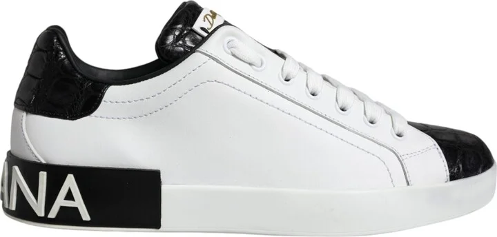Black Leather Logo Portofino Sneaker Men's Shoes (Pre-Owned)
