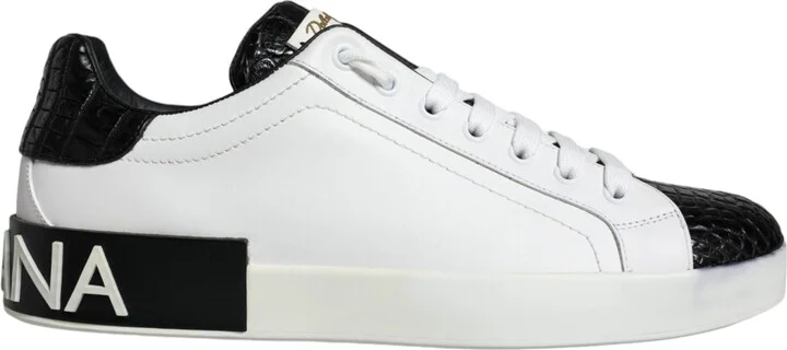 Black Leather Logo Portofino Sneaker Men's Shoes (Pre-Owned)