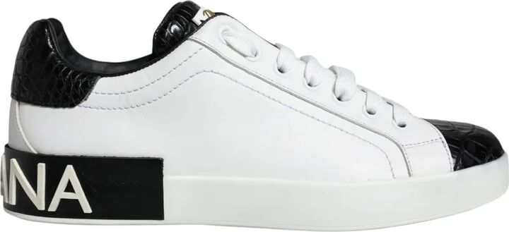 Black Leather Logo Portofino Sneaker Men's Shoes (Pre-Owned)