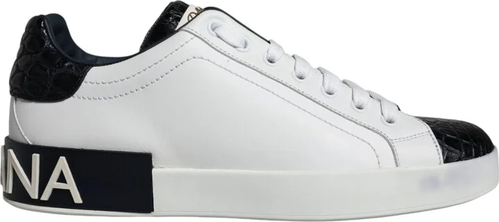 Black Leather Logo Portofino Sneaker Men's Shoes (Pre-Owned)