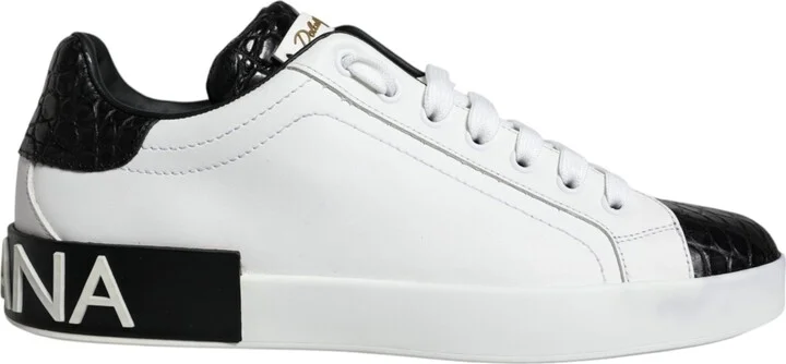 Black Leather Logo Portofino Sneaker Men's Shoes (Pre-Owned)
