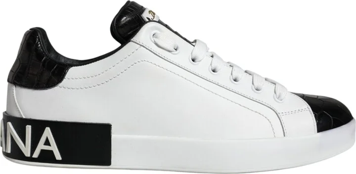 Black Leather Logo Portofino Sneaker Men's Shoes (Pre-Owned)