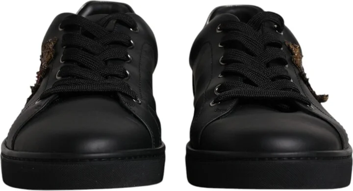 Black Leather London Heart Men Sneakers Men's Shoes (Pre-Owned) - Image 2