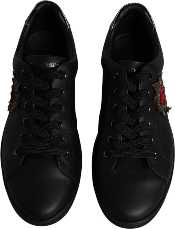 Black Leather London Heart Men Sneakers Men's Shoes (Pre-Owned) - Image 3