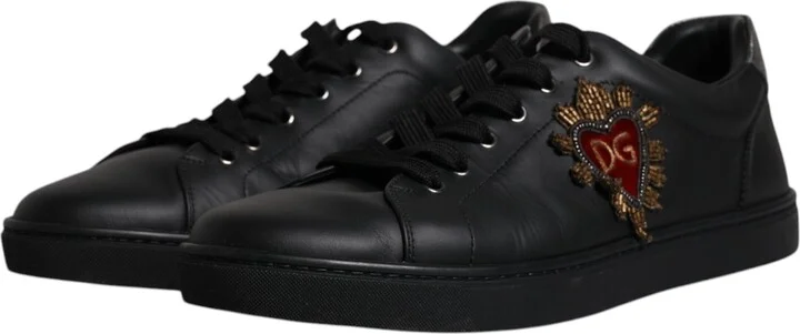 Black Leather London Heart Men Sneakers Men's Shoes (Pre-Owned) - Image 4