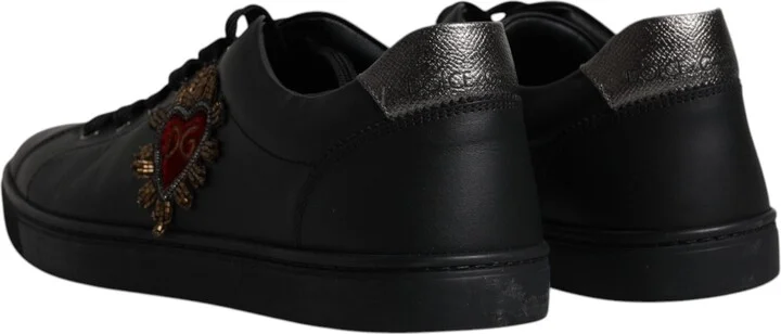 Black Leather London Heart Men Sneakers Men's Shoes (Pre-Owned) - Image 5