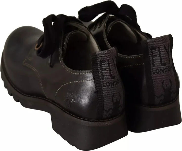 Black Leather Low Top Lace Up Women Oxford Women's Shoes (Pre-Owned) - Image 5