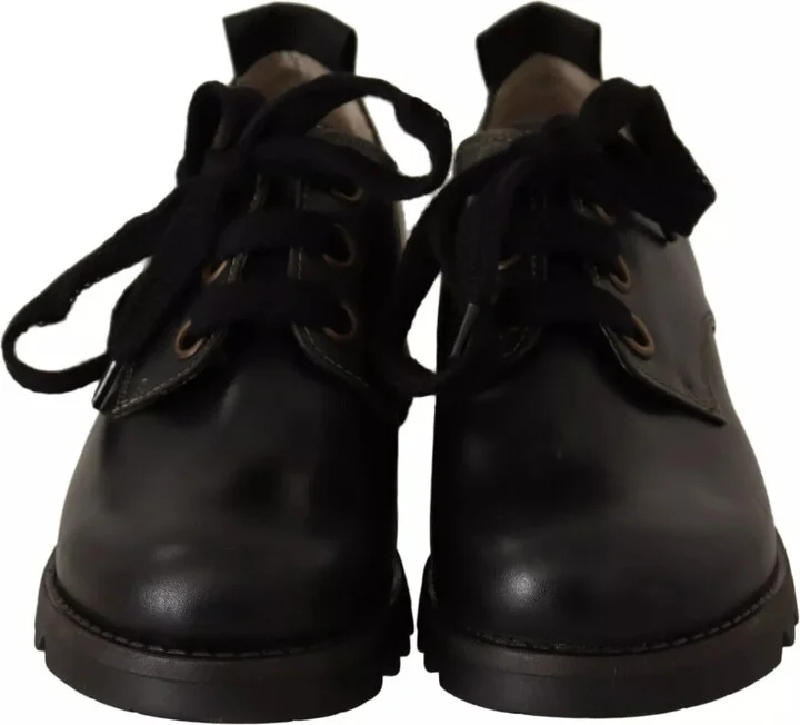 Black Leather Low Top Lace Up Women Oxford Women's Shoes (Pre-Owned) - Image 6