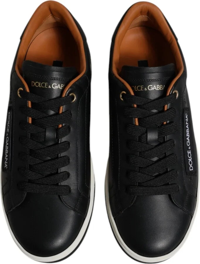 Black Leather Low Top Men Sneakers Men's Shoes - Image 3