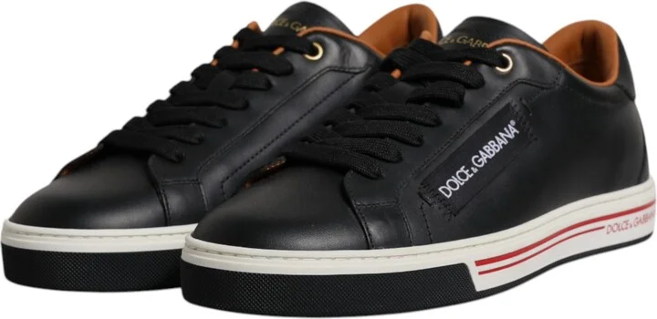 Black Leather Low Top Men Sneakers Men's Shoes - Image 4
