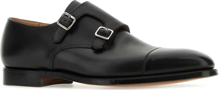 Black Leather Lowndes Monk Strap Shoes - Image 2