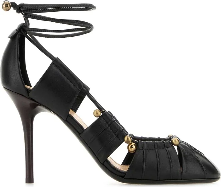 Black Leather Luna Pumps