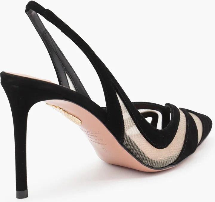 Black Leather Lune Sling 85 Pumps - Image 3