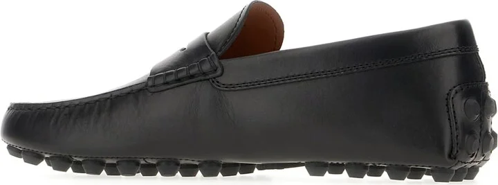 Black Leather Macro Gommino Loafers - Image 3
