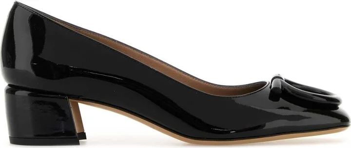 Black Leather Mara Pumps