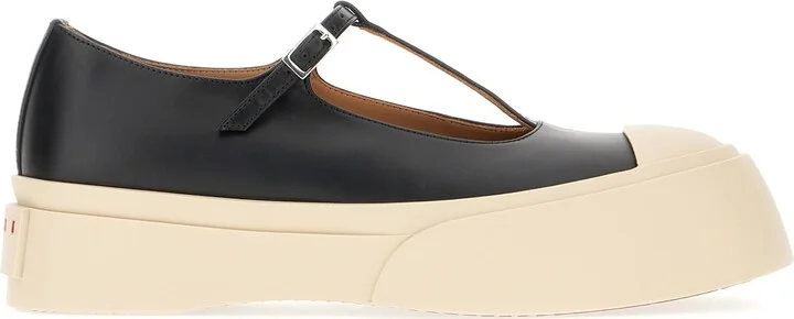 Black Leather Mary Ballerinas