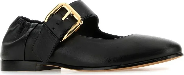 Black Leather Mary Jane Astaire Ballerinas - Image 2