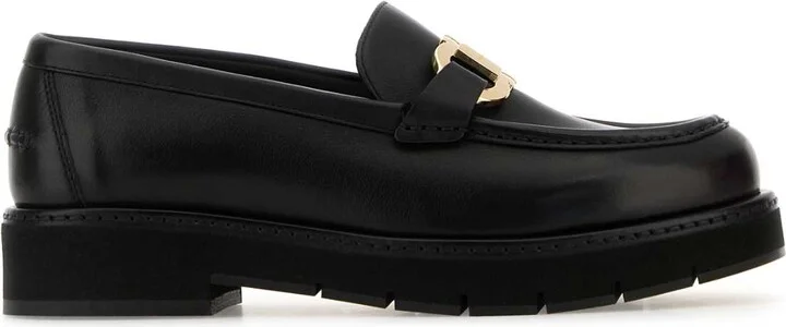 Black Leather Maryan Loafers