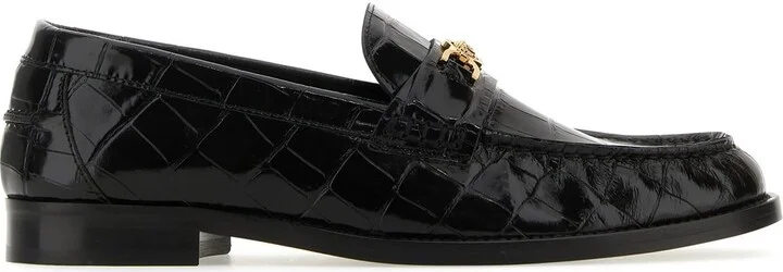Black leather Medusa 95 loafers