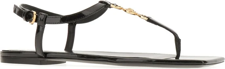 Black Leather Medusa 95 Sandals - Image 2