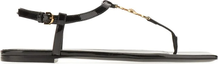 Black Leather Medusa 95 Sandals
