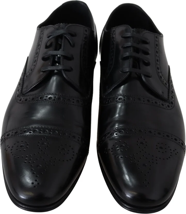 Black Leather Men Derby Formal Loafers Men's Shoes - Image 6