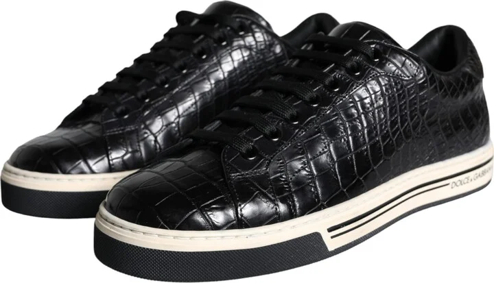 Black Leather Men Low Top Sneakers Men's Shoes - Image 3